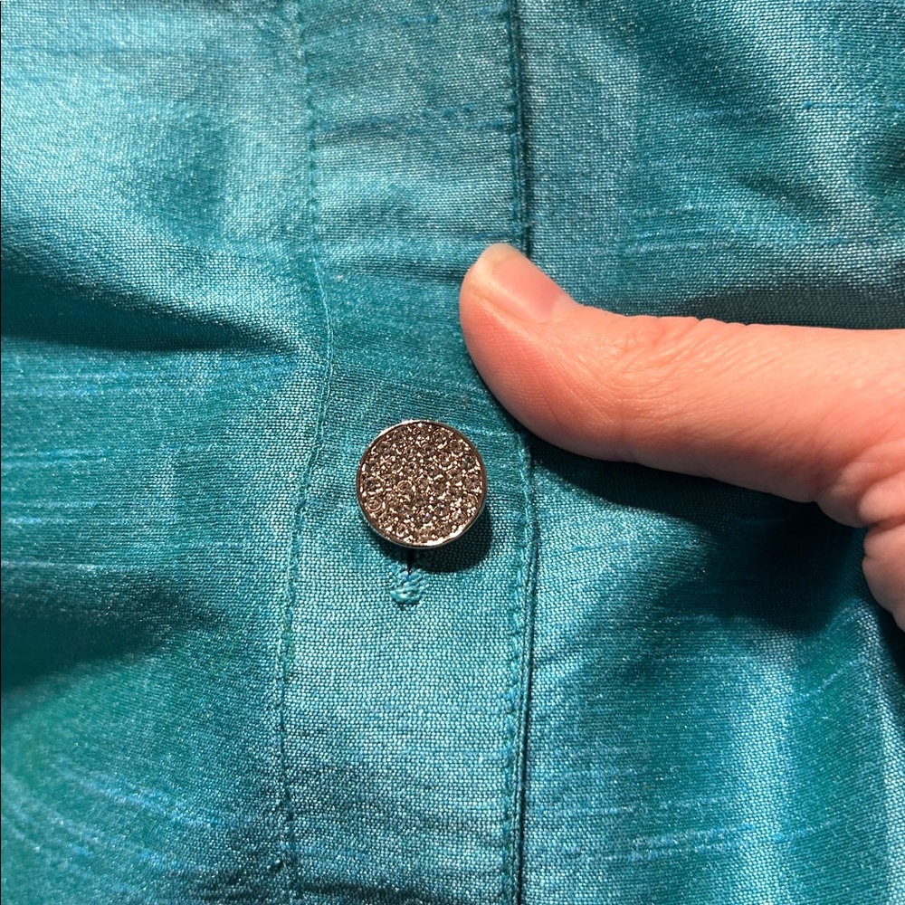 Teal Button-Up high lo dress/shirt - Picture 3 of 5